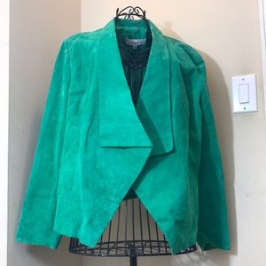 Giuliana Rancic Green Suede Jacket with Side Pockets Size XL